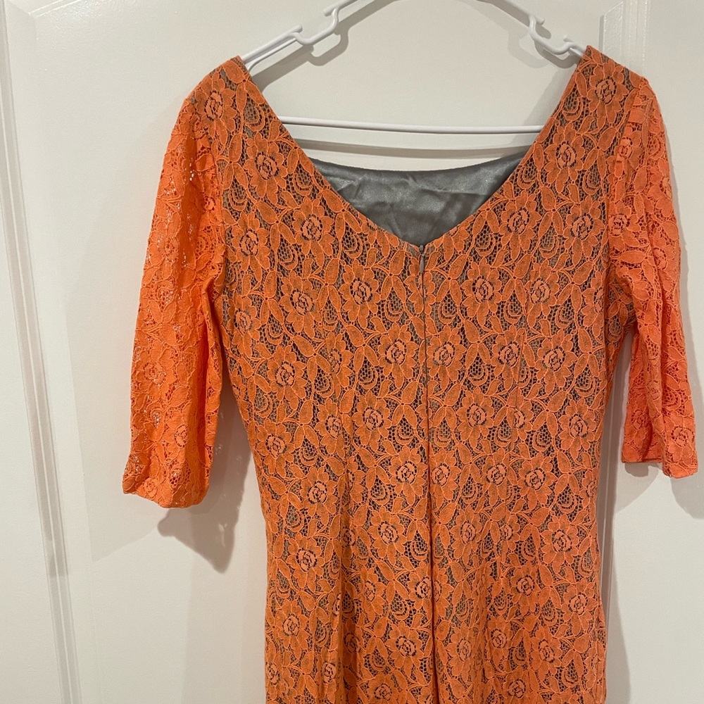 Chic Orange Lace Long Sleeve Dress